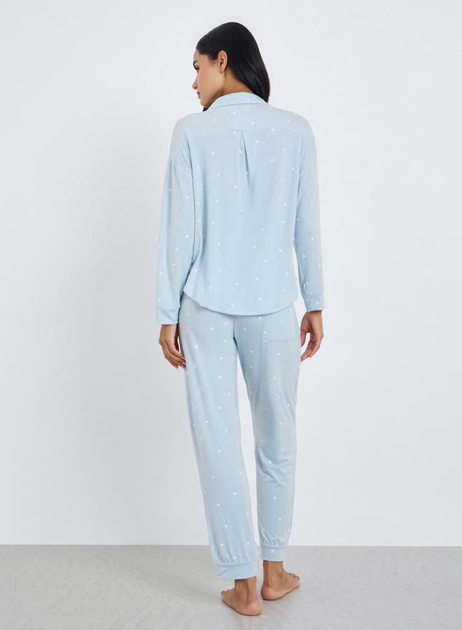 ستايلي طقم بيجاما من بنطال وبلوزة بتفاصيل جيب - Image 5